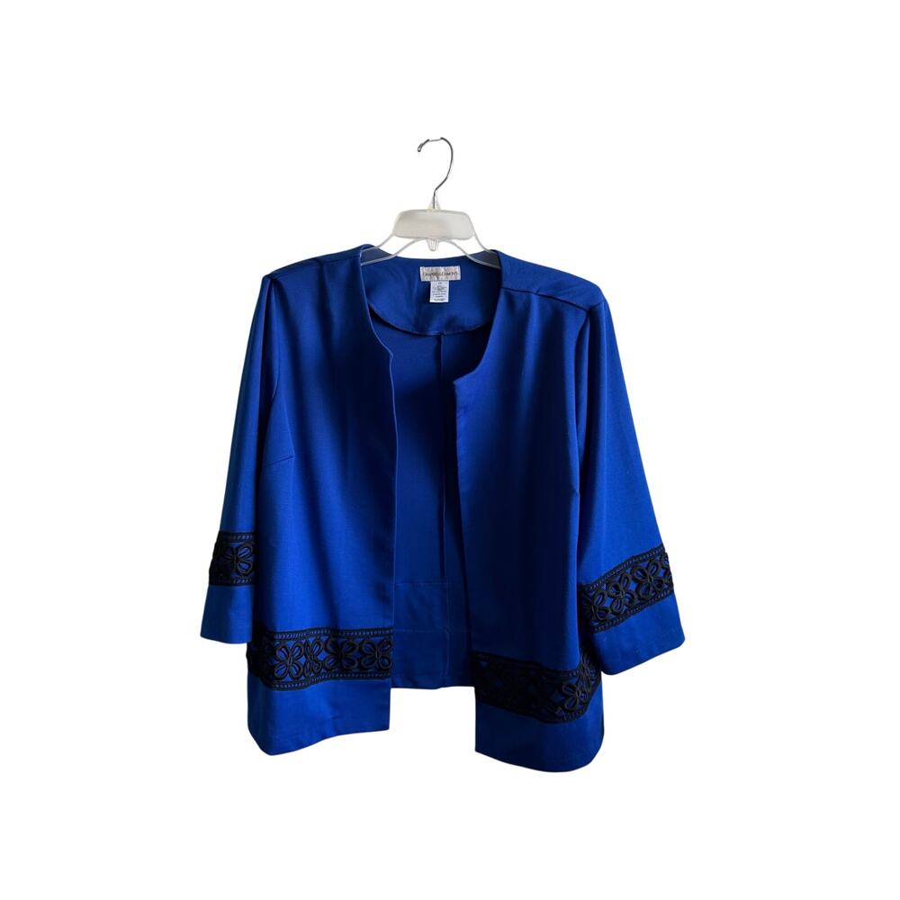 Draper’s & Damon’s Blue Jacket 1X Open Front Lace Trim Lightweight